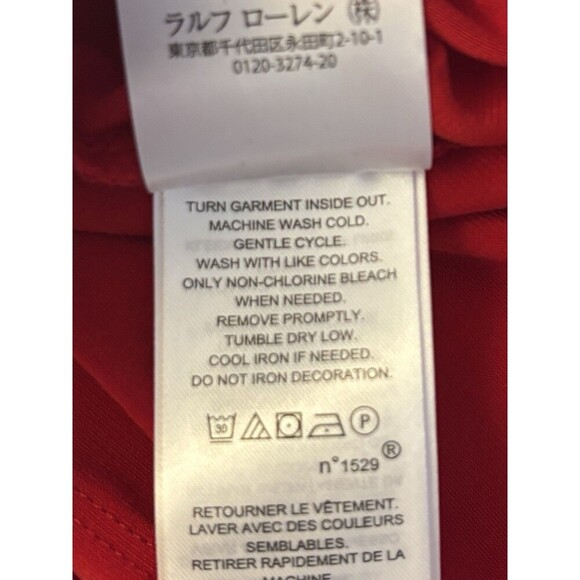 LAUREN RALPH LAUREN Connie Red Buckle Faux Wrap Midi Dress 16 Jersey Holiday - Picture 14 of 16